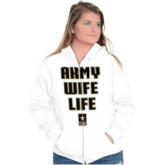 US Army Wife Life Military Logo Zip Hoodie Sweatshirt Women Brisco Brands S