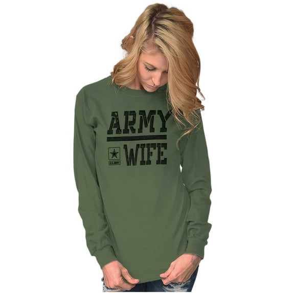 US Army Wife Military Star Logo Women's Long Sleeve T Shirt Brisco Brands X