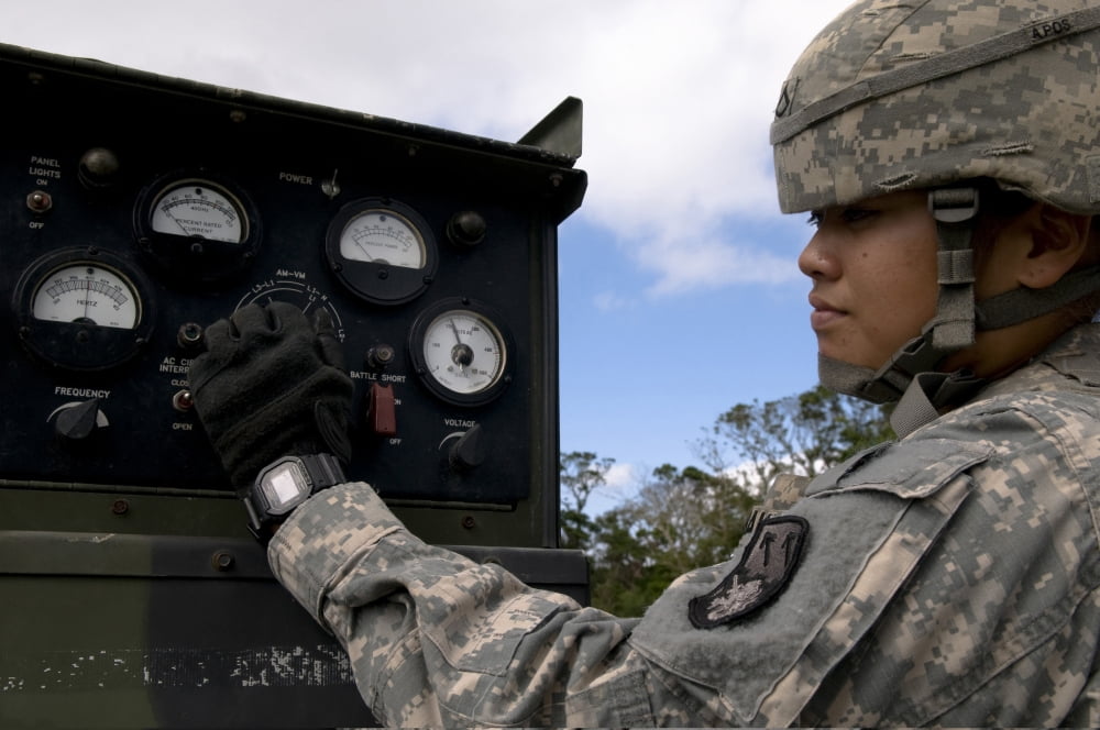US Army operator adjusts a Patriot missile launchers settings Canvas Art - Stocktrek Images (35 x 23)