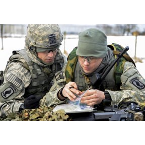 US Army paratroopers use a map to prepare for a platoon exercise Canvas Art - Stocktrek Images (34 x 23)