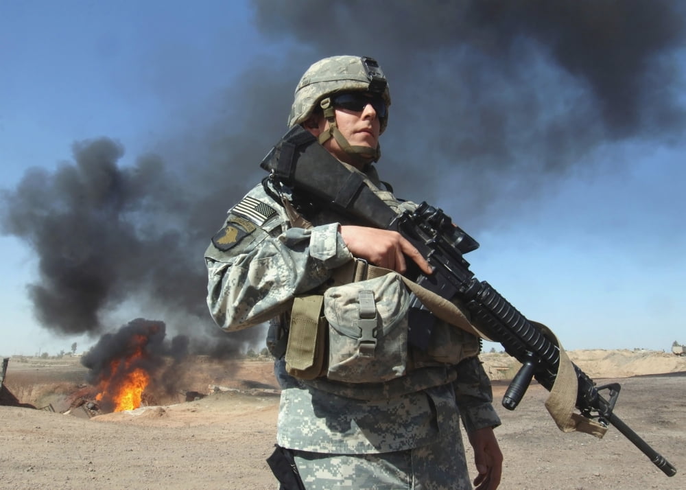 US Army soldier performs perimeter security Canvas Art - Stocktrek Images (33 x 23)