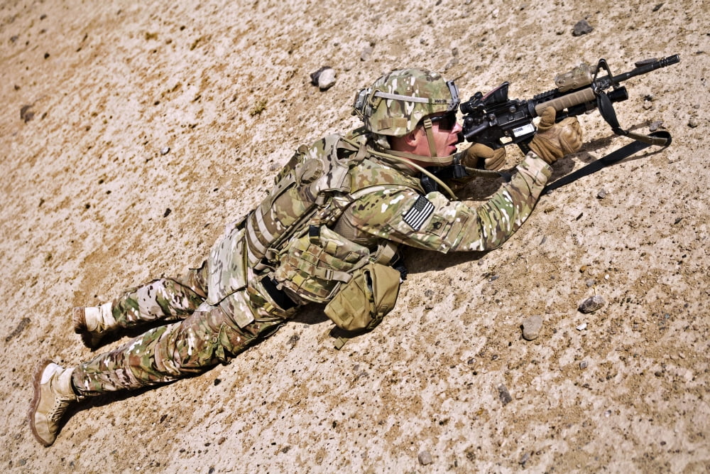 US Army soldier provides security in Afghanistan Canvas Art - Stocktrek Images (35 x 23)