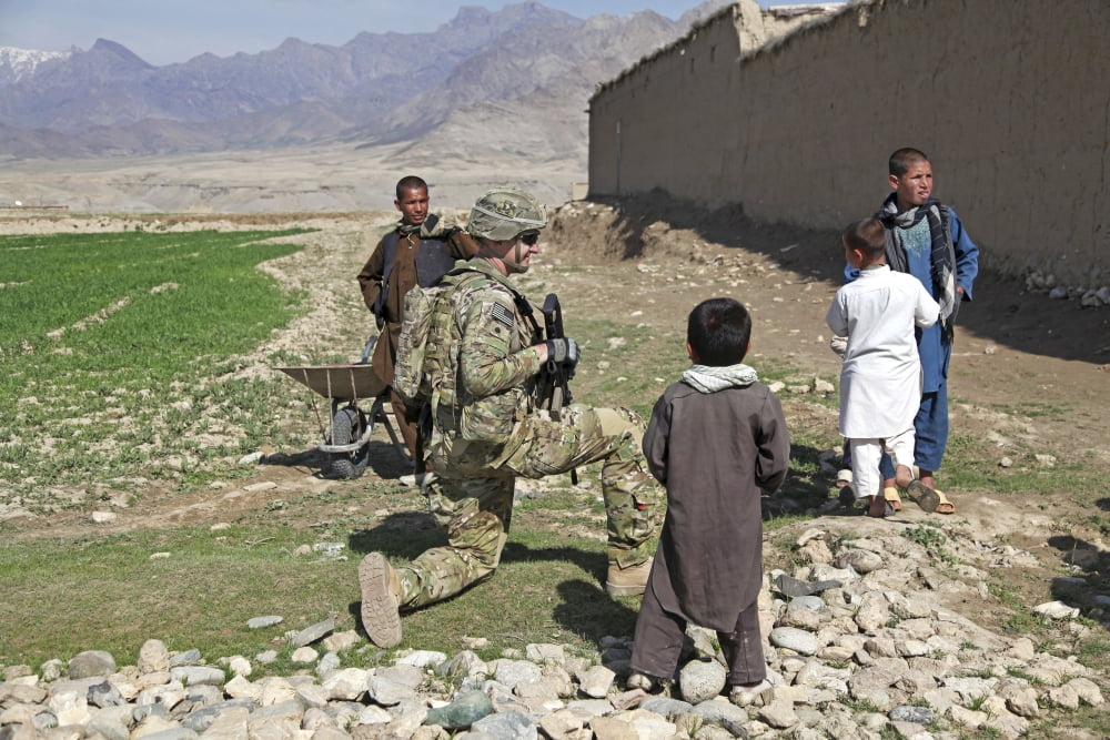 US Army soldier provides security in Parwan Province Afghanistan Canvas Art - Stocktrek Images (35 x 23)