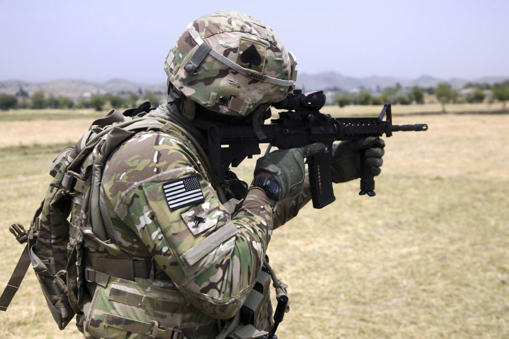 US Army soldier pulls security in Khowst province Afghanistan Canvas Art - Stocktrek Images (35 x 23)
