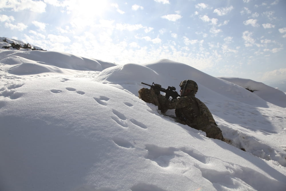 US Army soldier takes up a security position in Afghanistan Canvas Art - Stocktrek Images (35 x 23)