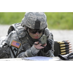 US Army soldier uses a compass to draw a range map in Grafenwoehr Germany Canvas Art - Stocktrek Images (34 x 23)
