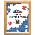 thumbnail image 1 of US Art 14x18 Antique Gold Puzzle Frame .75" Inch Wide - Handmade Solid Wood Picture Frames with Preinstalled Hangers and UV Blocking Plexiglass Frames, 1 of 4