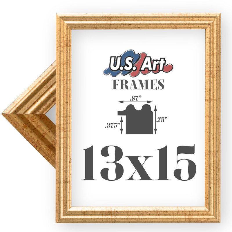 US Art Frames 13x15 Traditional Style Antique Gold Thin .75 Inch Wide ...