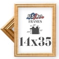 thumbnail image 1 of US Art Frames 14x35 Traditional Style Antique Gold Thin .75 Inch Wide, Solid Wood, Wall Decor Picture Poster Photo Frame, 1 of 4