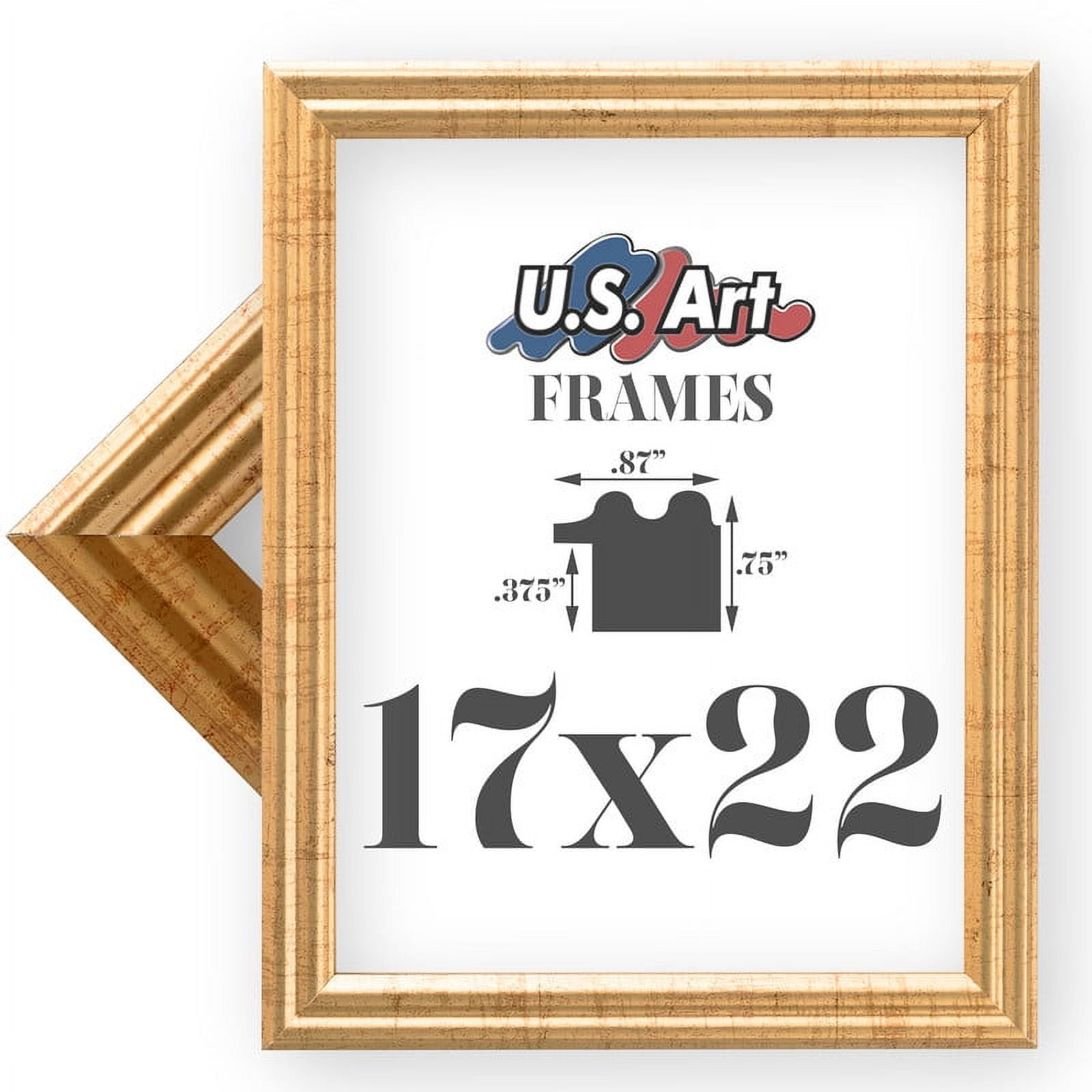 US Art Frames 17x22 Traditional Style Antique Gold Thin .75 Inch Wide