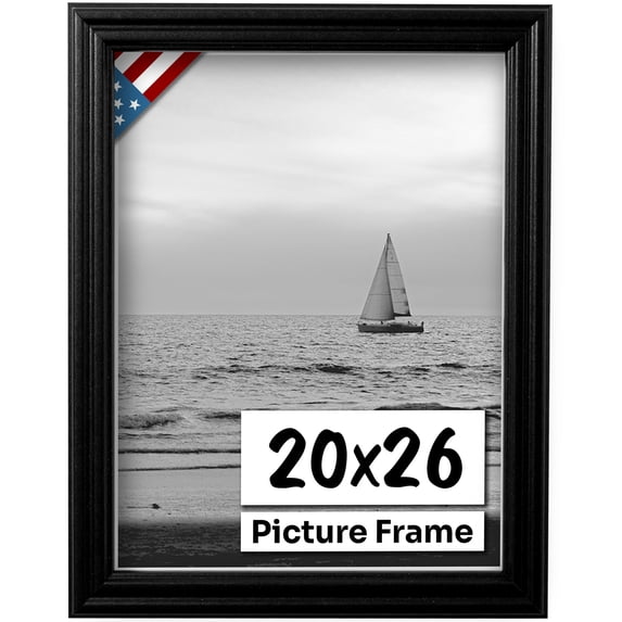 US Art Frames 20x26 Traditional Style Black Thin .75 Inch Wide, Solid Popler Wood, Wall Decor Picture Poster Photo Frame