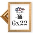 thumbnail image 1 of US Art Frames 6x22 Traditional Style Antique Gold Thin .75 Inch Wide, Solid Wood, Wall Decor Picture Poster Photo Frame, 1 of 4