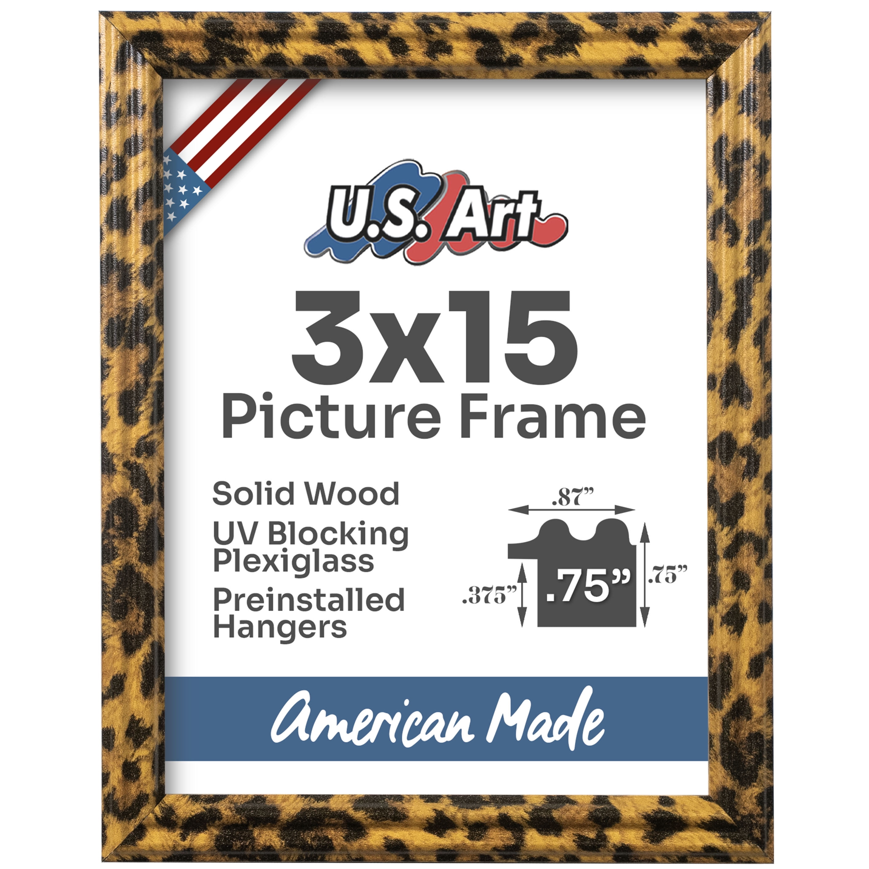 US Art Frames Leopard Print 3x15 Picture Frame .75