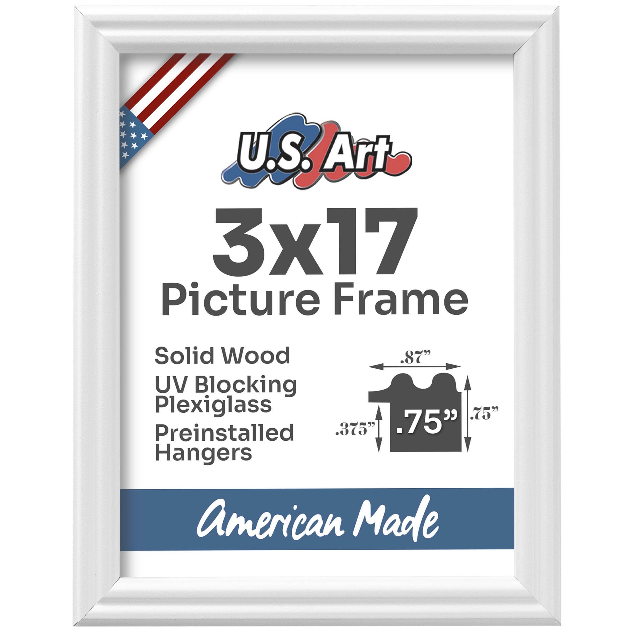 US Art Frames White 3x17 Picture Frame .75
