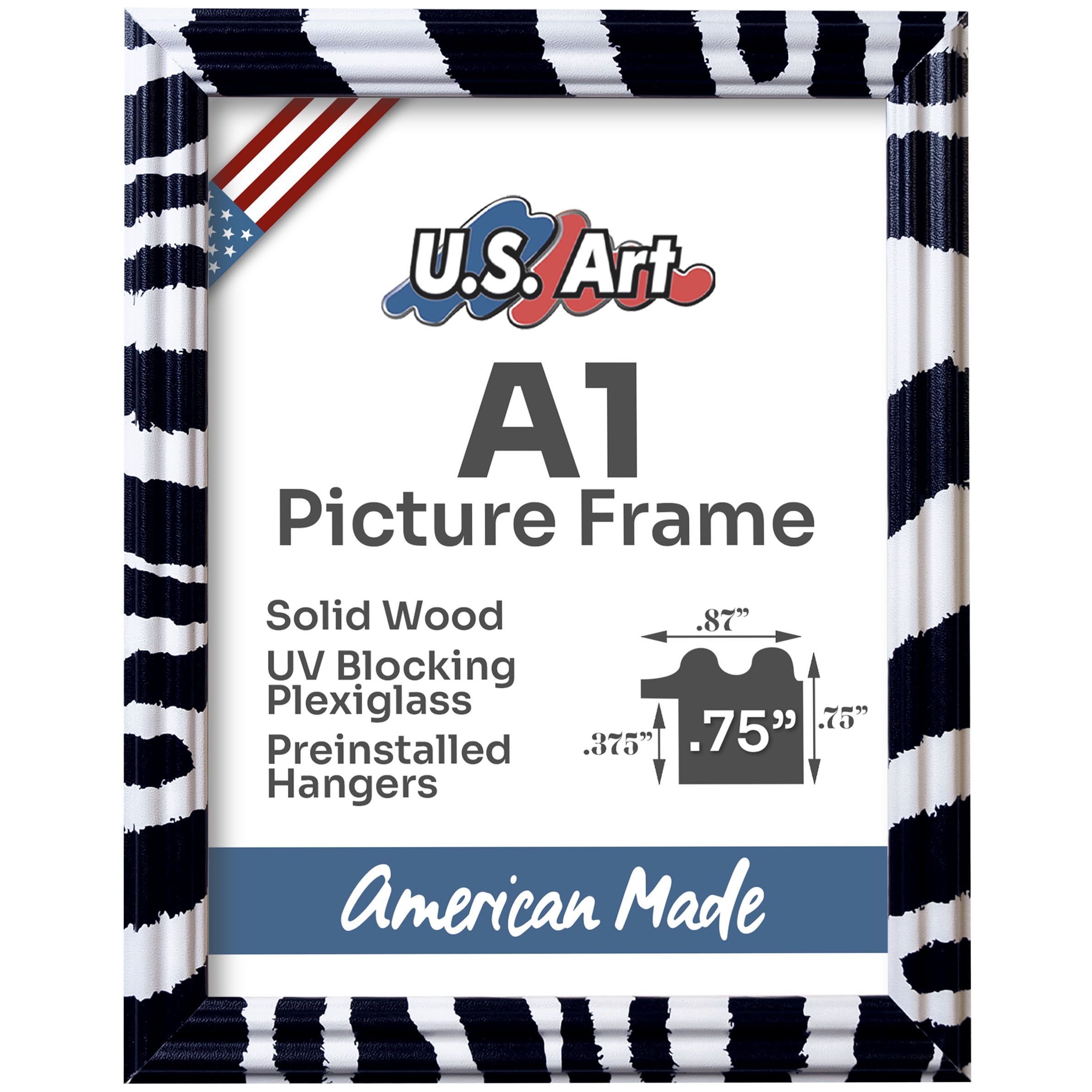 US Art Frames Zebra Print A1 Picture Frame .75