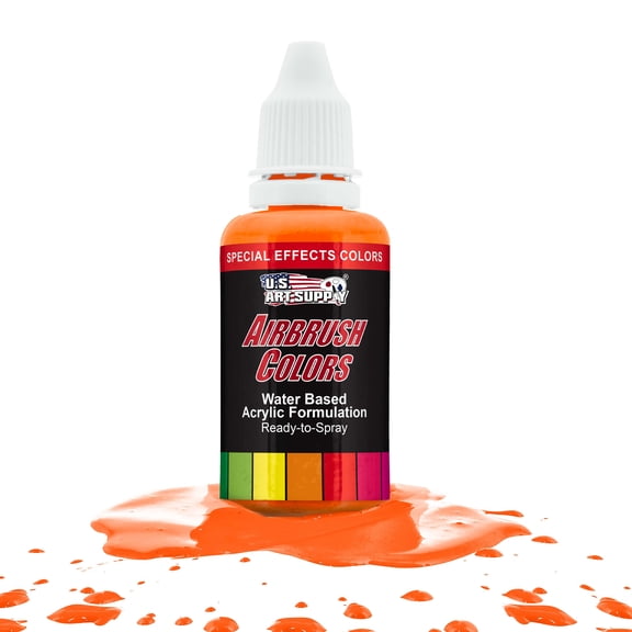 U.S. Art Supply 1-Ounce Special Effects Neon Orange Airbrush Paint