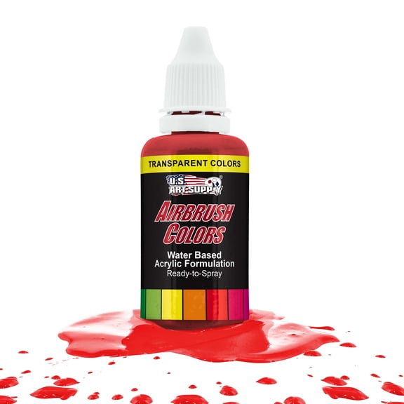 U.S. Art Supply 1-Ounce Transparent Bright Red Airbrush Paint