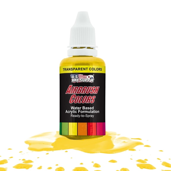 U.S. Art Supply 1-Ounce Transparent Bright Yellow Airbrush Paint