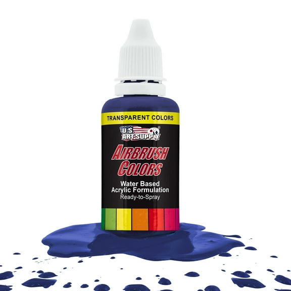 U.S. Art Supply 1-Ounce Transparent Phtalo Blue Airbrush Paint