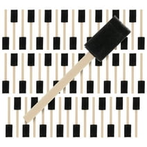 US Art Supply 1 inch Foam Sponge Wood Handle Paint Brush Set (Value Pack of 50) - Lightweight, durable