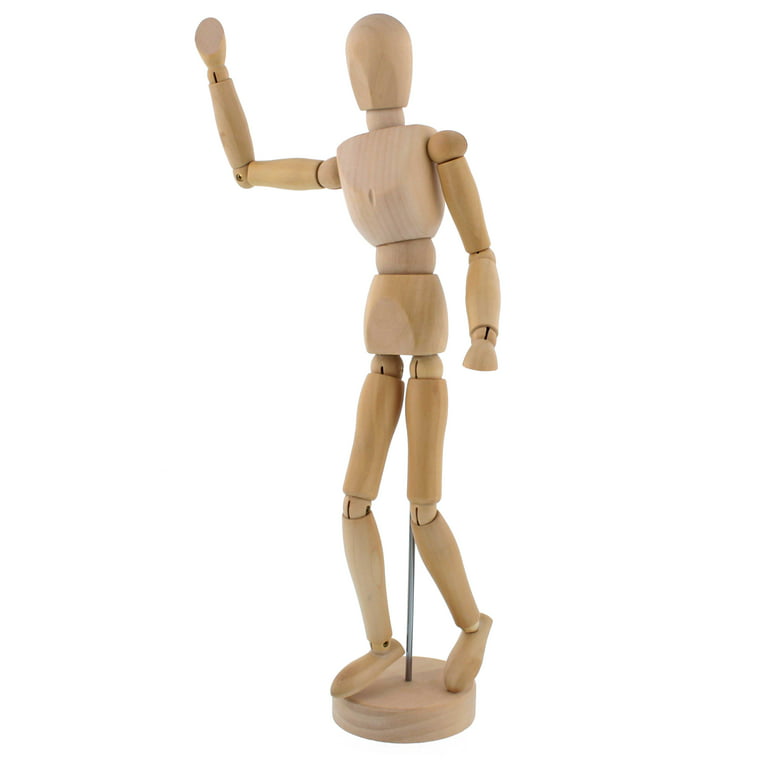 US Art Supply Wood 12 Artist Drawing Manikin Articulated Mannequin with Base An