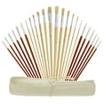 thumbnail image 1 of U.S. Art Supply 24 Piece Oil & Acrylic Paint Long Handle Brush Set FREE Canvas Roll-Up, 1 of 5
