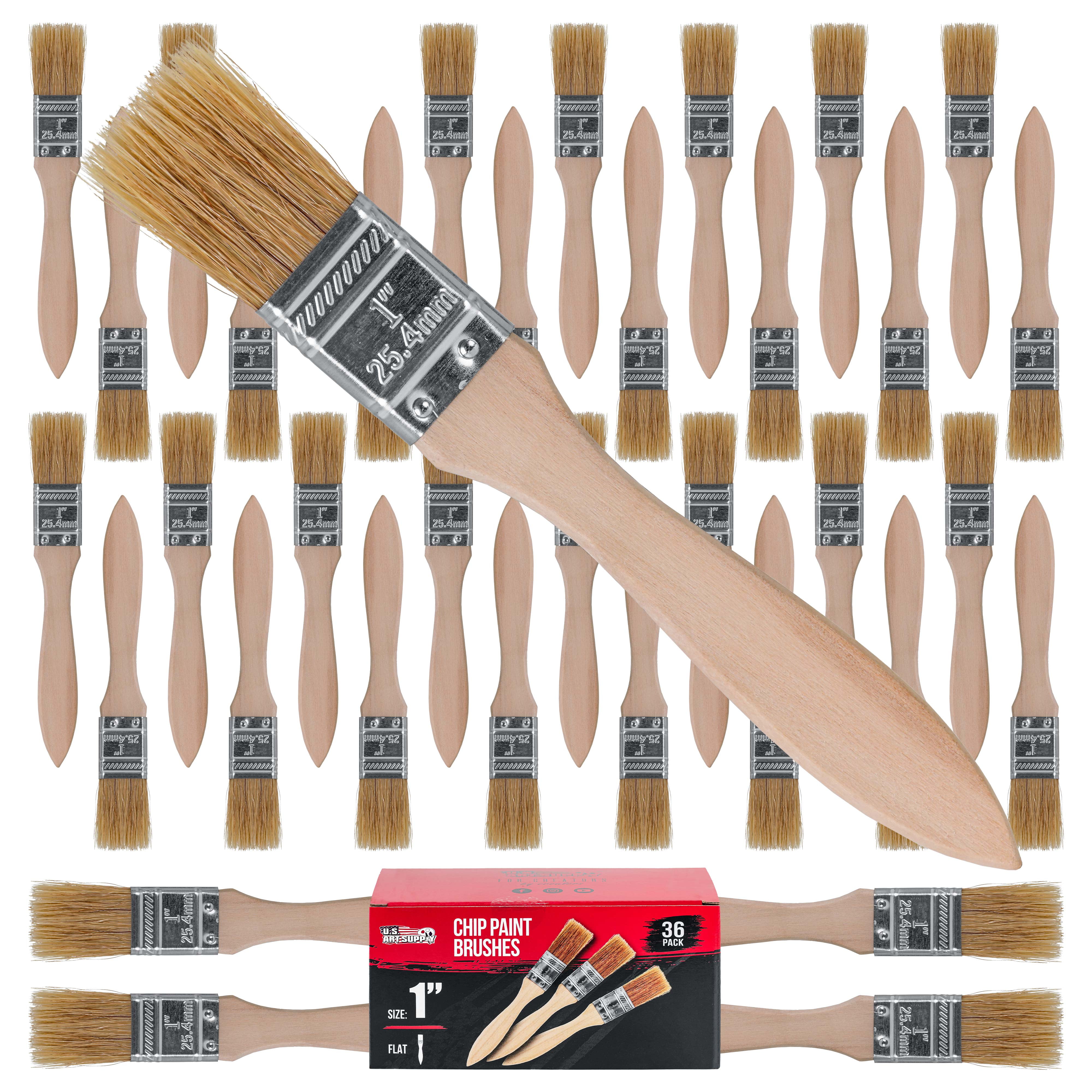 US Art Supply 36 Pack of 1 inch Paint and Chip Paint Brushes for Paint,  Stains, Varnishes, Glues, and Gesso 
