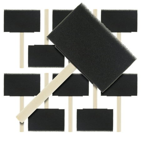 U.S. Art Supply 4 inch Foam Sponge Wood Handle Paint Brush Set (Value Pack of 10) - Lightweight, durable
