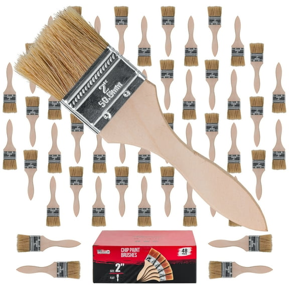 U.S. Art Supply 48 Pack of 2 inch Paint and Chip Paint Brushes for Paint, Stains, Varnishes, Glues, and Gesso