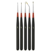 U.S. Art Supply 5 Piece Miniature Tight Spot Micro Fine Detail Art & Beauty Taklon Brush Set with Wood Handles