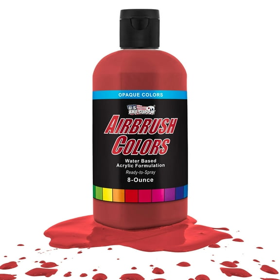 U.S. Art Supply 8-Ounce Opaque Bright Red Airbrush Paint