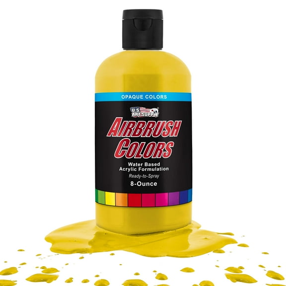 U.S. Art Supply 8-Ounce Opaque Bright Yellow Airbrush Paint