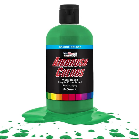 U.S. Art Supply 8-Ounce Opaque Grass Green Airbrush Paint