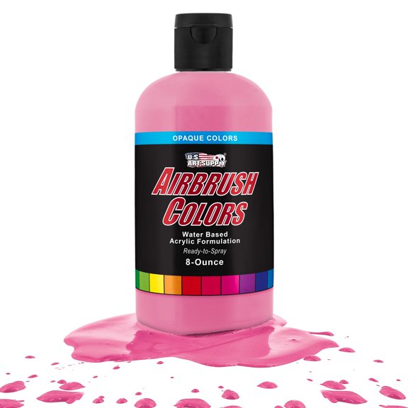 U.S. Art Supply 8-Ounce Opaque Pure Pink Airbrush Paint