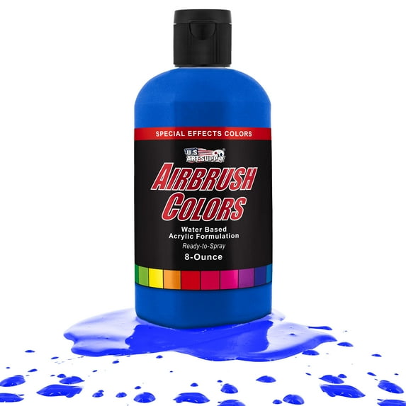 U.S. Art Supply 8-Ounce Special Effects Neon Blue Airbrush Paint