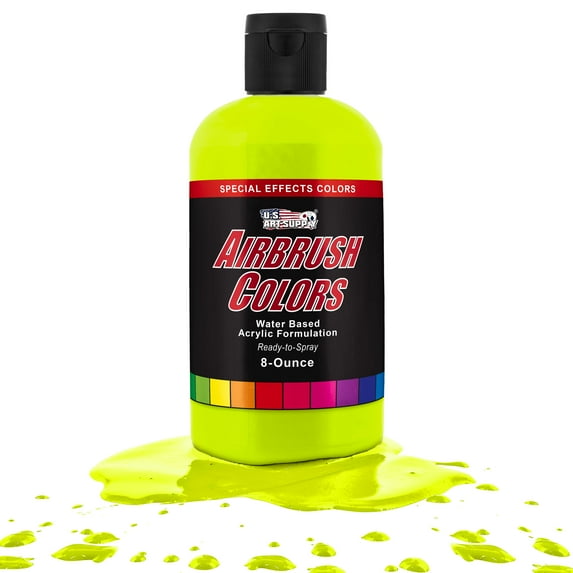 U.S. Art Supply 8-Ounce Special Effects Neon Chartruesse Airbrush Paint