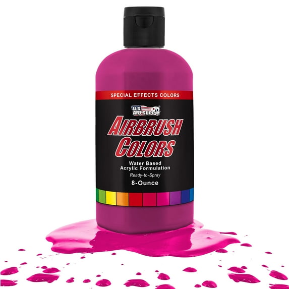 U.S. Art Supply 8-Ounce Special Effects Neon Magenta Airbrush Paint