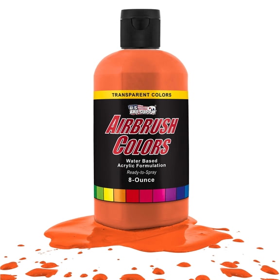 U.S. Art Supply 8-Ounce Transparent Orange Airbrush Paint