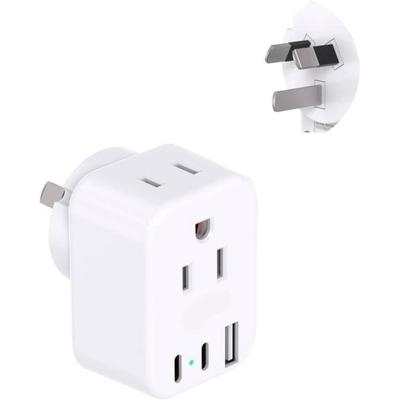 US to Australia New Zealand Power Plug Adapter, Type I Adapter Plug 2 Outlets 3 USB Ports(2 USB C), Australia Travel Plug Adapter for USA to Australian AU China Argentina Fiji Essentials