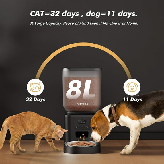 US Automatic Dog Feeder - 8L Large Capacity, LCD Screen, Battery Operated, Timed Feeder