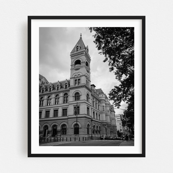 US Bankruptcy Court, Cadman Plaza 01 B&W - Brooklyn New York Photography Black and White Architecture City Vintage Cityscape Street Photography Black Framed Wall Art Print 8 x 10 inches