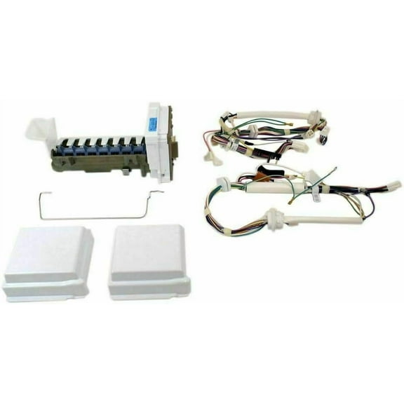 US-Based Supplier Original WPW10300024 W10882923 Refrigerator 8 Cube Ice Maker Includes 2 Wire Harnesses 2 Covers and Shut Off arm fits for Maytag, Whirlpool Refrigerators W10377151 WPW10377147