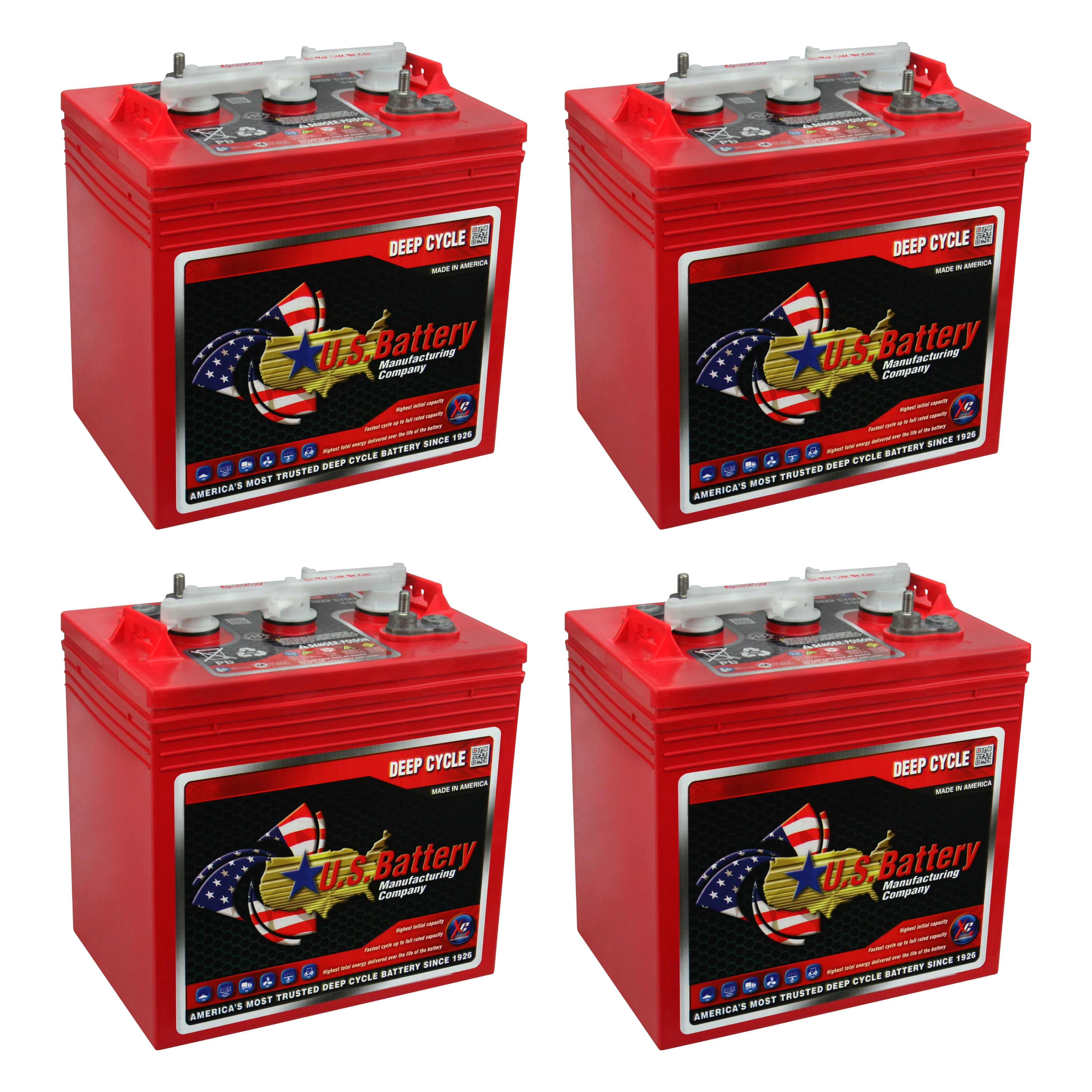US Battery Golf Cart 6V Battery: GC2 Group Size, 232 Amp Hour Capacity, Deep Cycle, 4 Pack