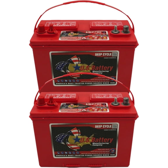 US Battery US 27DC XC2 12V Flooded Lead Acid Deep Cycle Battery Group 27 105Ah @ 20Hr SAE/Bolt Terminals Marine, RV, Solar & Backup Power 2 Pack