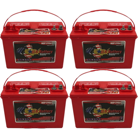 US Battery US 27DC XC2 12V Flooded Lead Acid Deep Cycle Battery Group 27 105Ah @ 20Hr SAE/Bolt Terminals Marine, RV, Solar & Backup Power 4 Pack