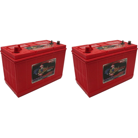 US Battery US31DC XC2 12V Flooded Lead Acid Deep Cycle Battery Group 31 130Ah 20Hr SAE Bolt Terminals Marine RV Solar Backup Power Pack of 2