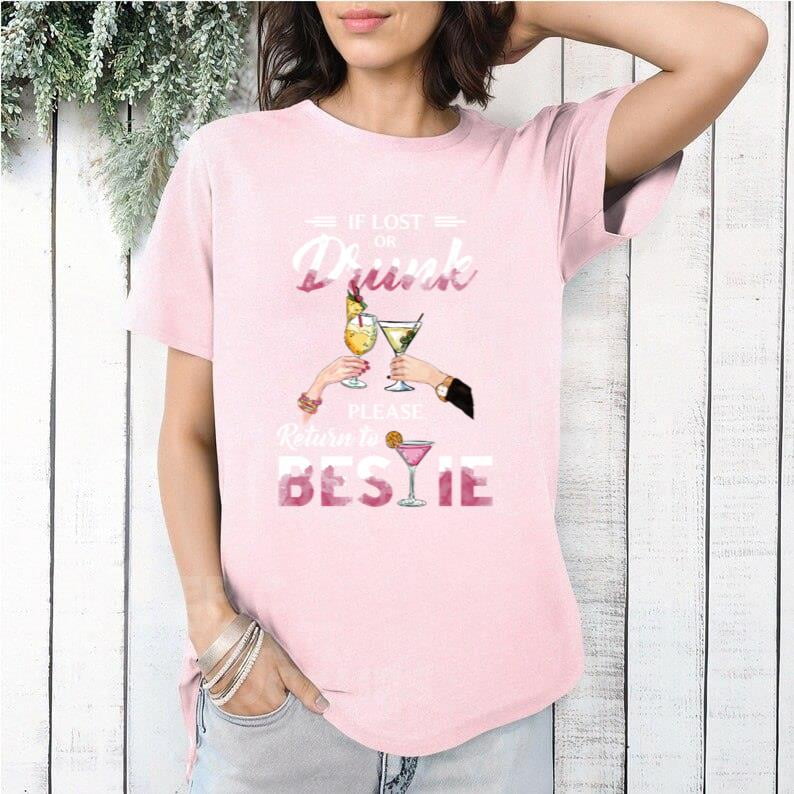US Bestie Lost Or Drunk Couple Funny Best Friend Drink T-Shirt, for men ...