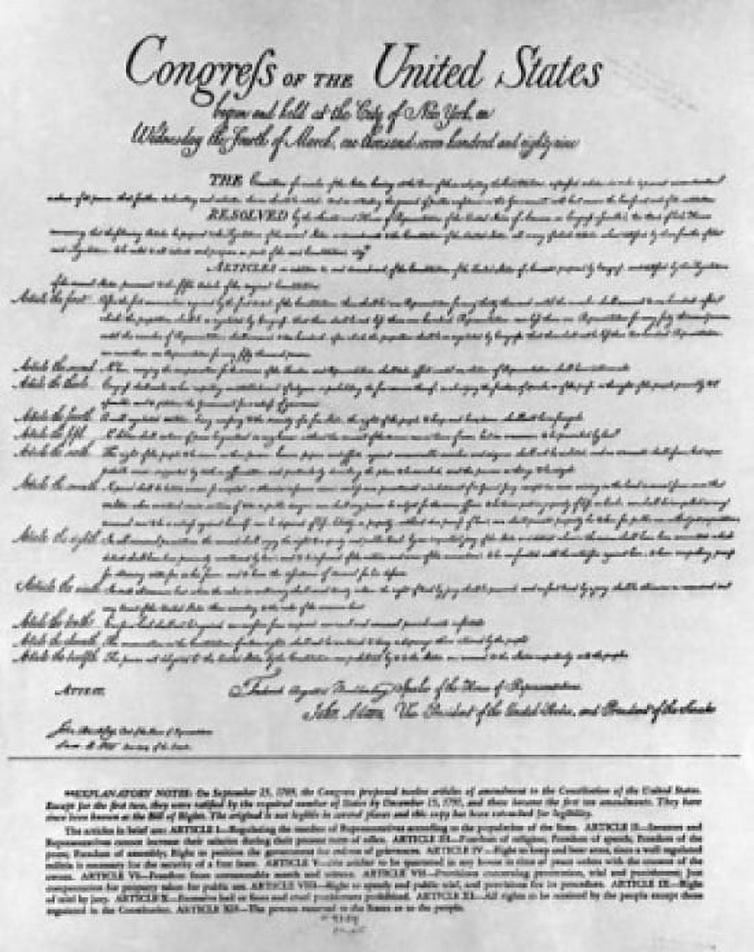 US Bill of Rights Canvas Art - (24 x 36)