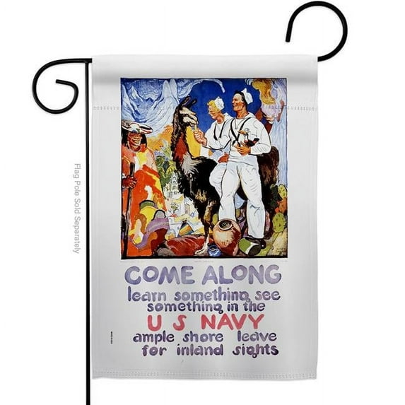 US Brotherhood G183026-BO 13 x 18.5 in. Come Along Garden Flag with Armed Forces Navy Double-Sided Decorative Vertical Flags House Decoration Banner Yard Gift