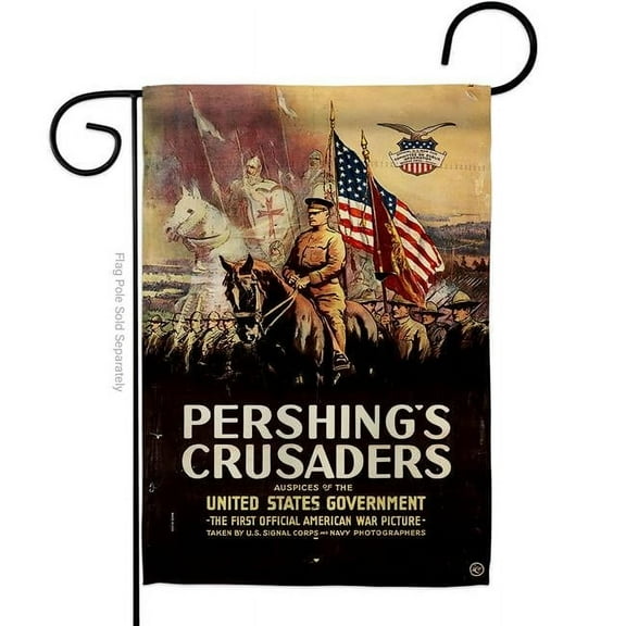 US Brotherhood G183036-BO 13 x 18.5 in. Pershings Crusaders Garden Flag with Armed Forces Veterans Double-Sided Decorative Vertical Flags House Decoration Banner Yard Gift